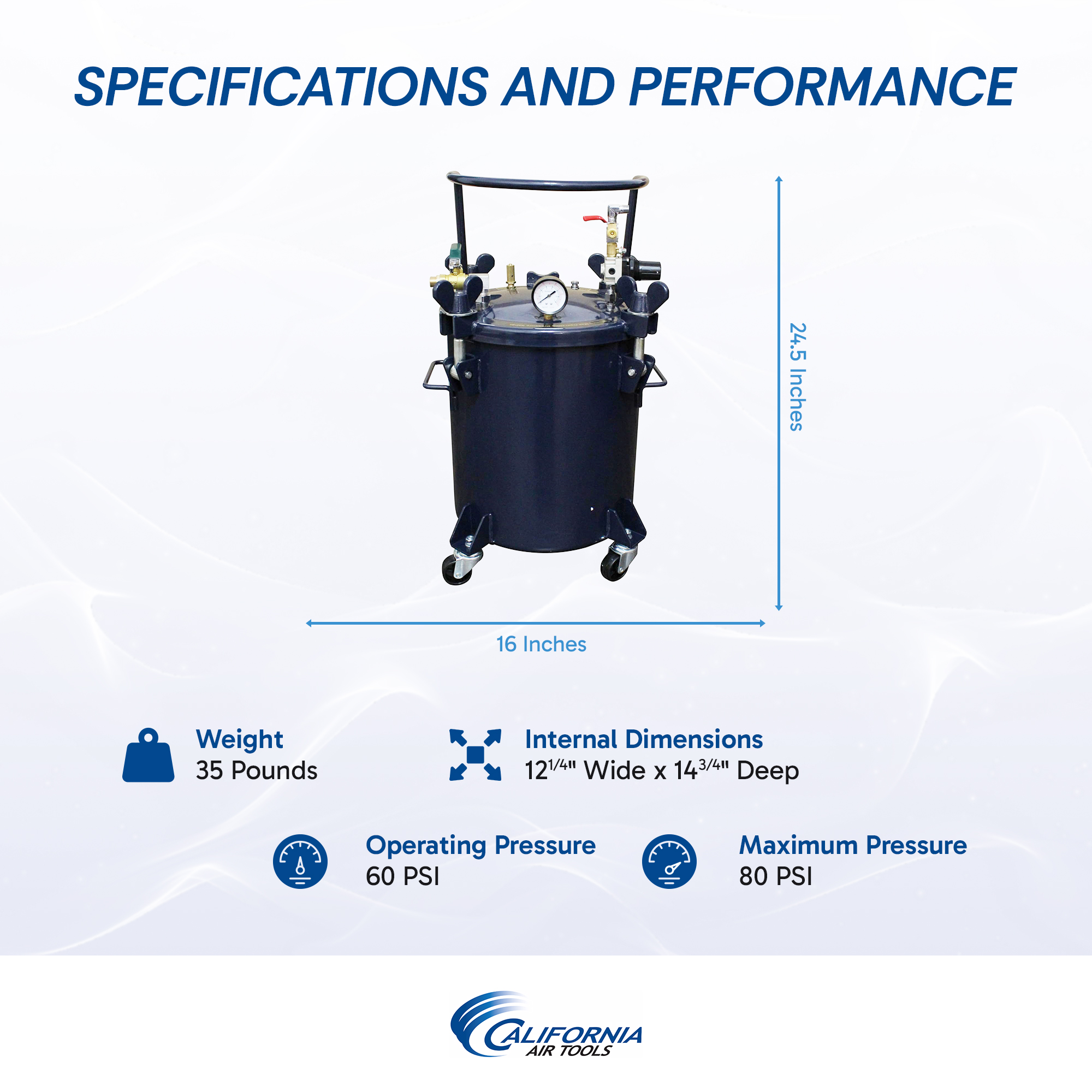 CALIFORNIA AIR TOOLS 365C 5 Gallon Pressure Pot for Resin Casting 2