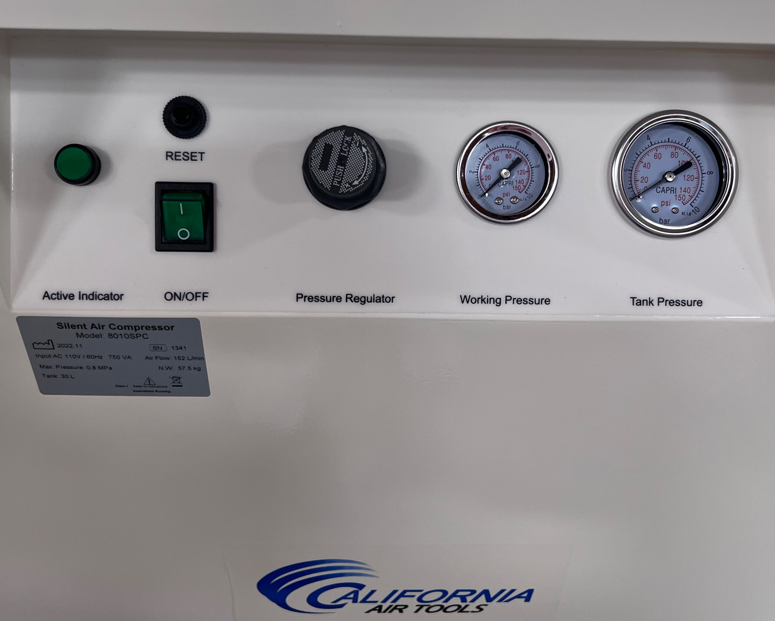 CALIFORNIA AIR TOOLS 8010SPC 1.0 Hp Ultra Quiet & Oil-Free Air Compressor with Sound Proof Cabinet 10