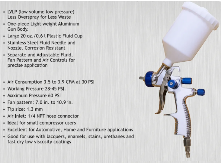 CAT-33000 LVLP Spray Gun with Gravity Feed Cup (Brand New) 4