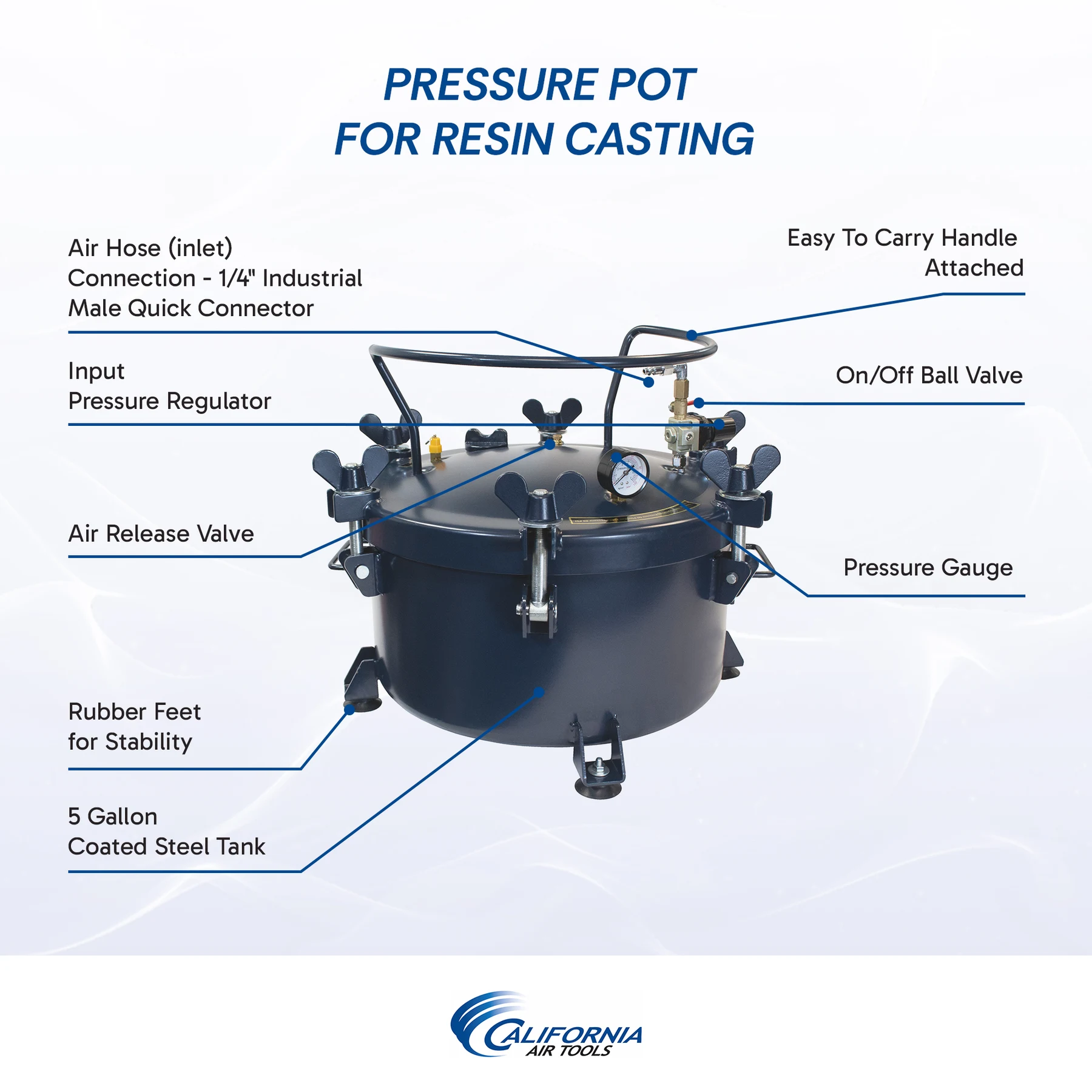 CALIFORNIA AIR TOOLS 1810C 10 Gallon Pressure Pot for Resin or Epoxy Casting 19