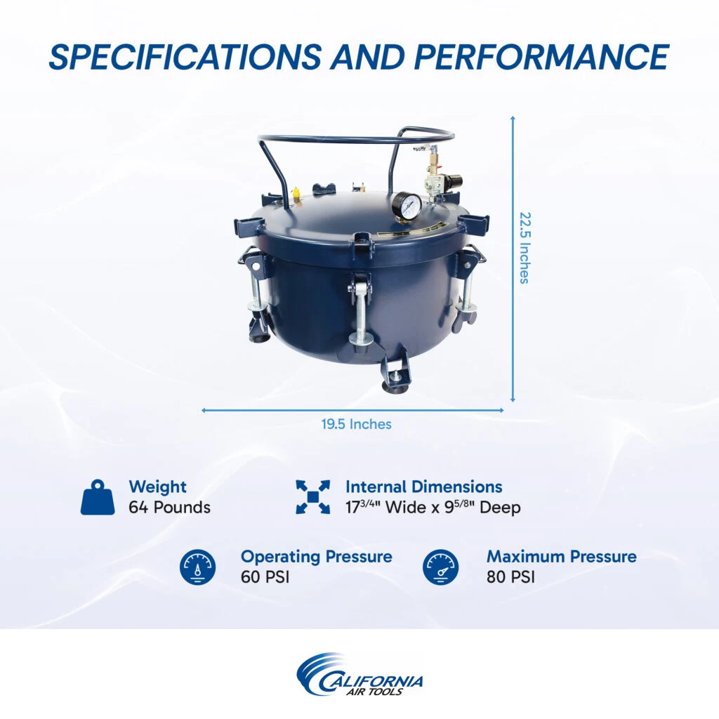 CALIFORNIA AIR TOOLS 1810C 10 Gallon Pressure Pot for Resin or Epoxy Casting