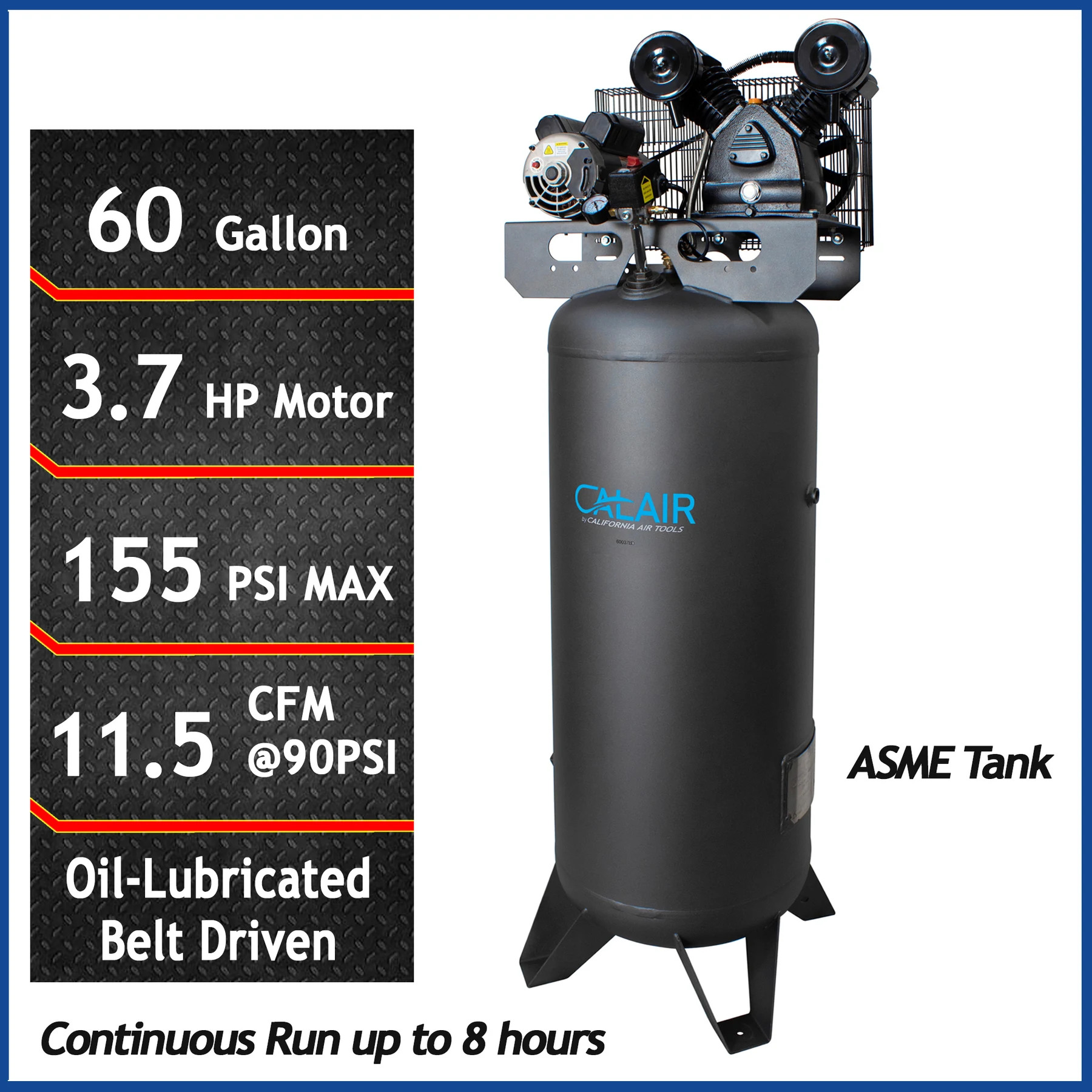 California Air Tools CALAIR 60037BD 60 Gal 3.7 hp One-Stage Oil-Lubricated Belt Driven Air Compressor