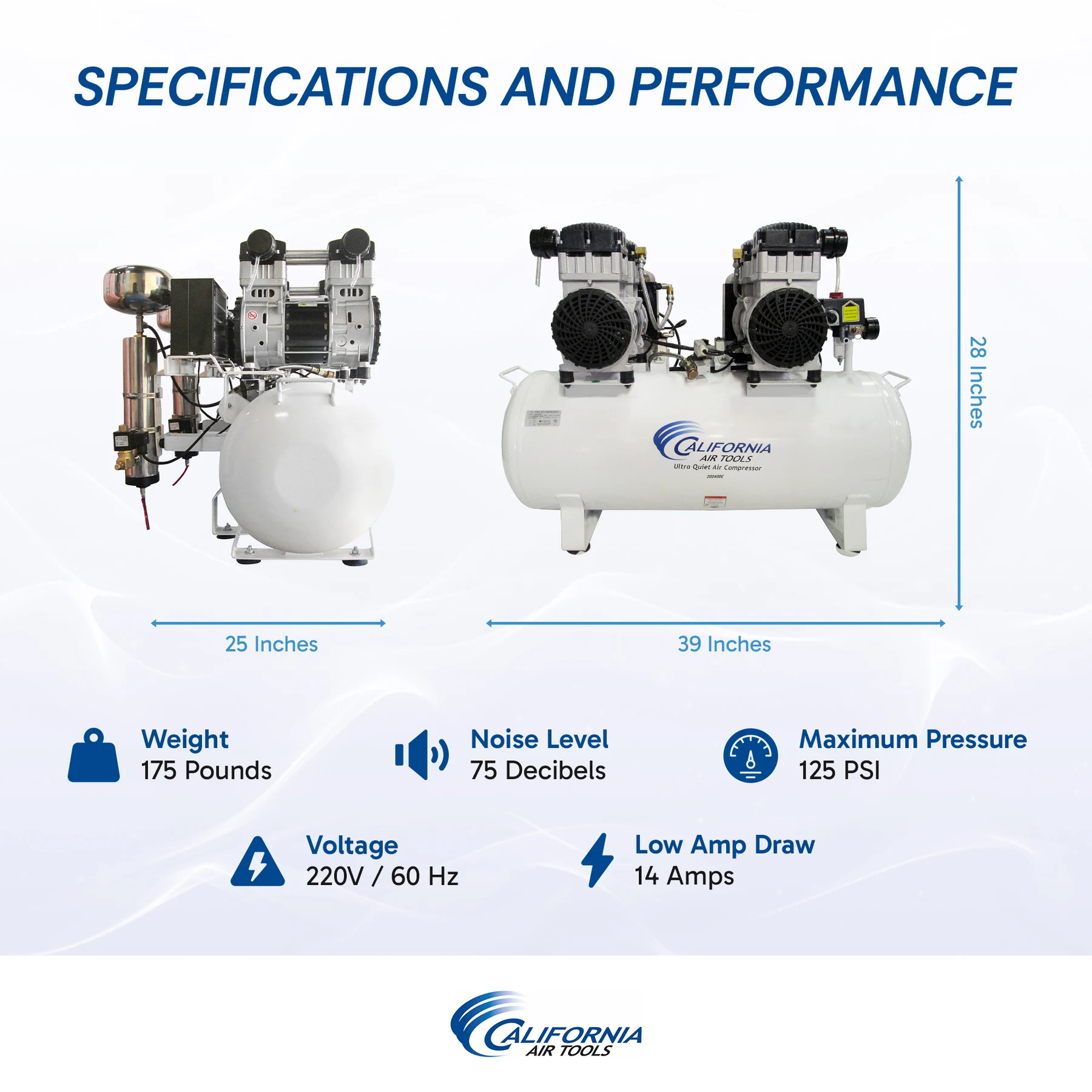 CALIFORNIA AIR TOOLS 20040DC Powerful 4.0 Hp Ultra Quiet & Oil-Free Air Compressor with 80% Air Drying System 9