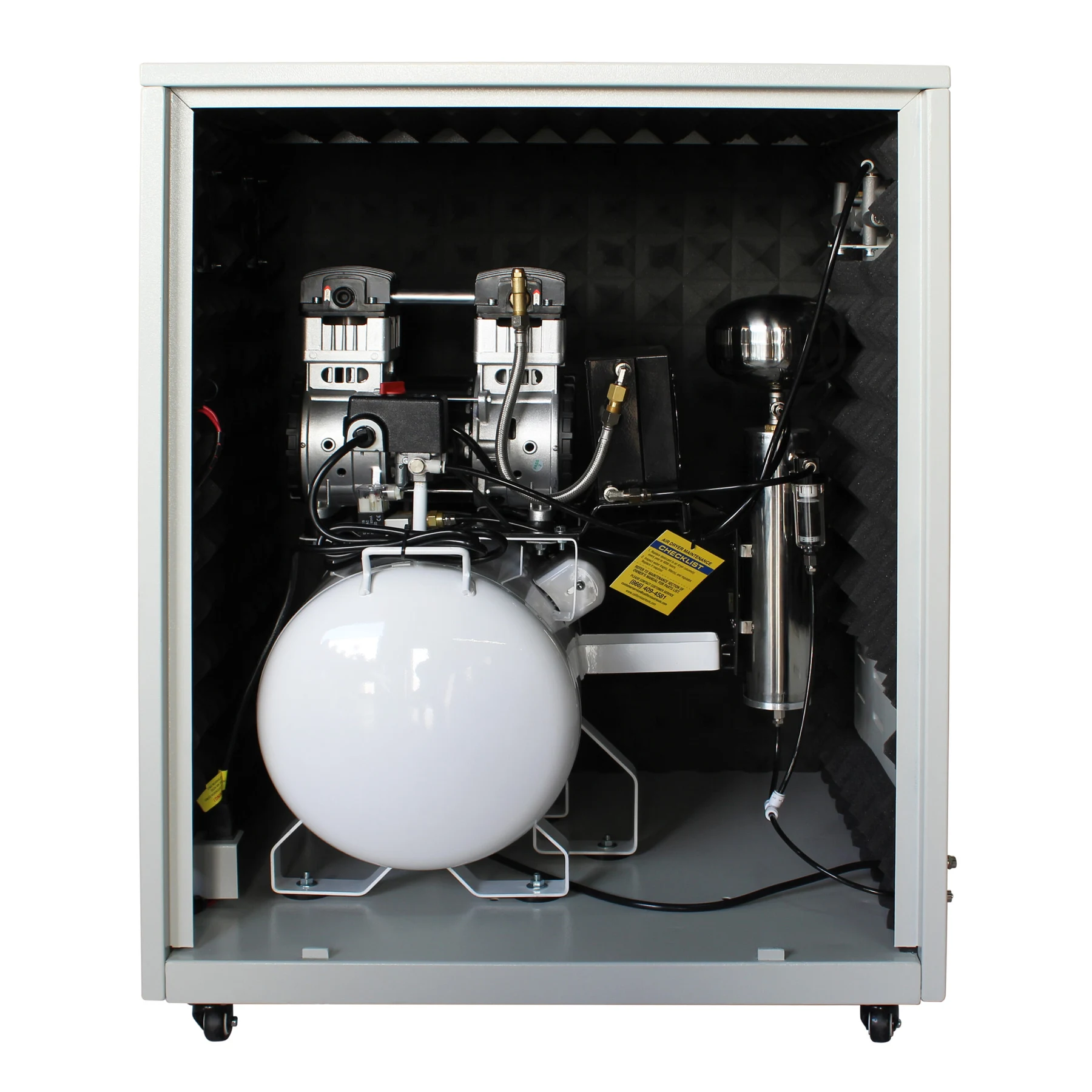 CALIFORNIA AIR TOOLS 10020DSPC Powerful 2.0 Hp Ultra Quiet & Oil-Free 10 Gallon Air Compressor with 80% Air Dryer and Aftercooler in a Sound Proof Cabinet 10