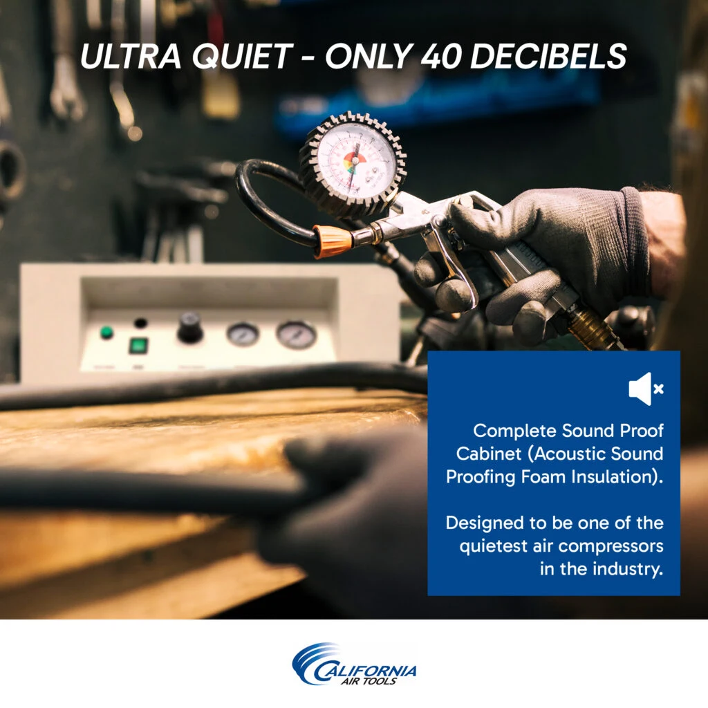 CALIFORNIA AIR TOOLS 8010SPC 1.0 Hp Ultra Quiet & Oil-Free Air Compressor with Sound Proof Cabinet