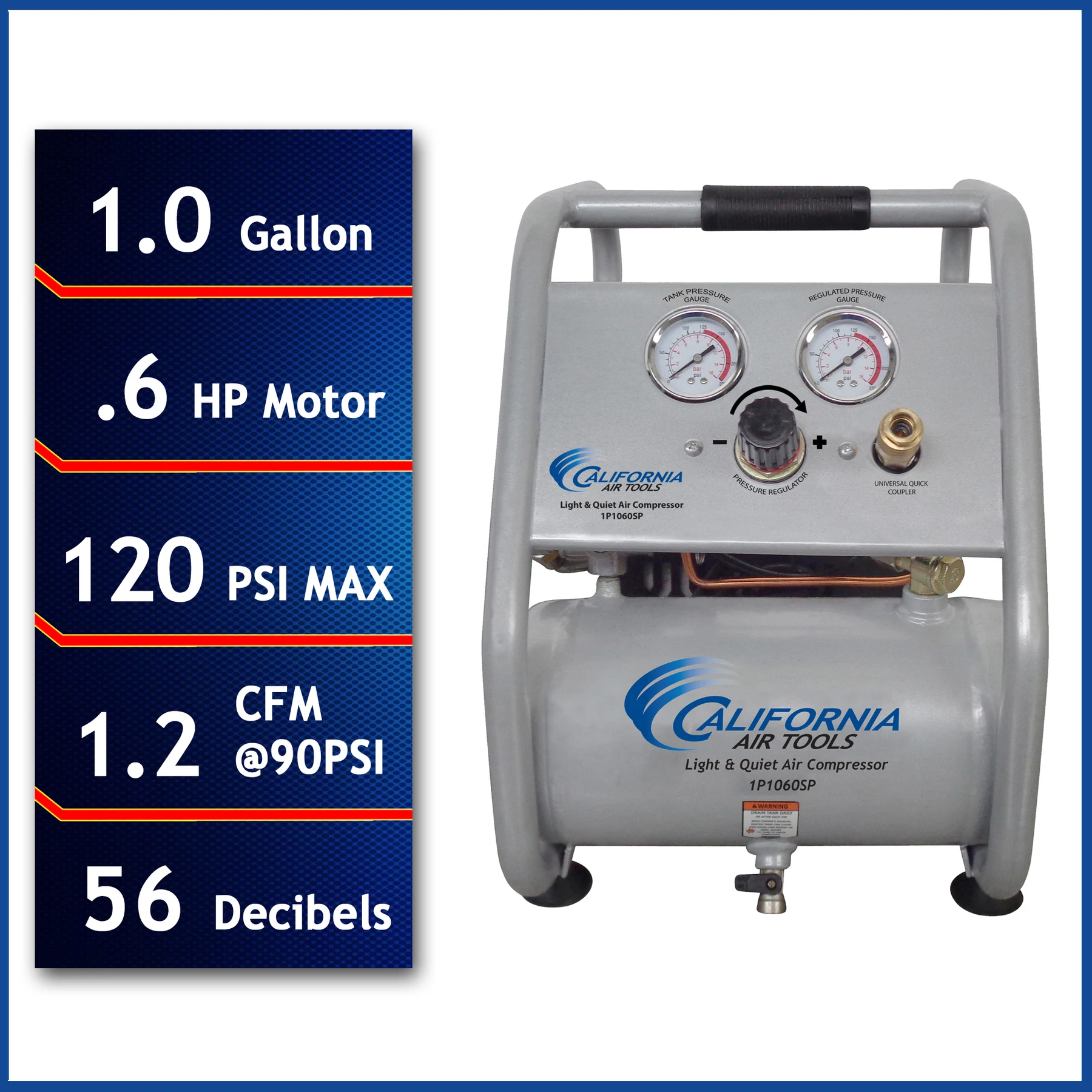 California Air Tools Light & Quiet 1P1060SP Portable Air Compressor