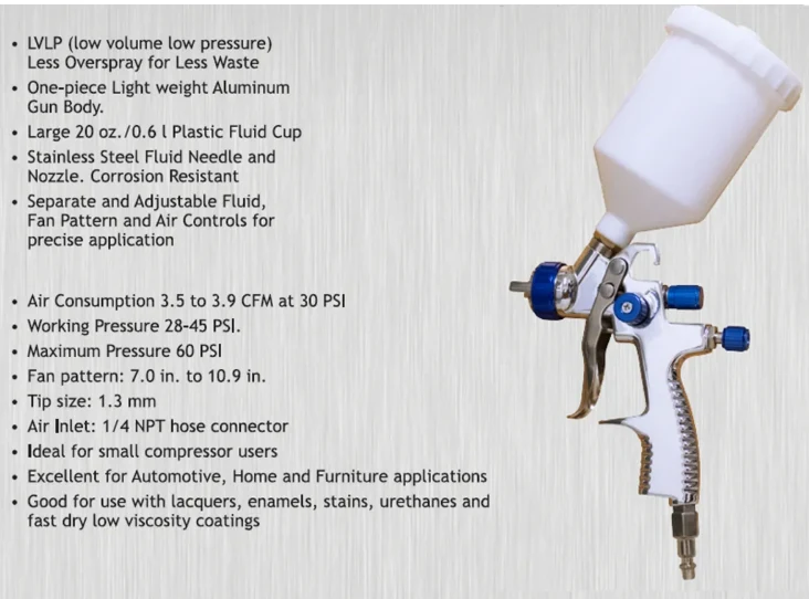 CAT-33000 LVLP Spray Gun with Gravity Feed Cup (Brand New) 4