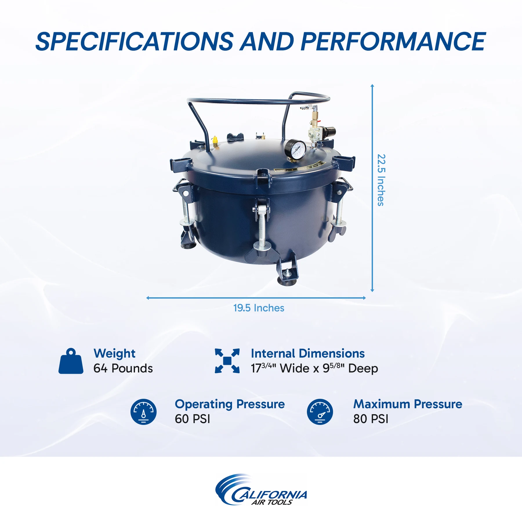 CALIFORNIA AIR TOOLS 1810C 10 Gallon Pressure Pot for Resin or Epoxy Casting 17
