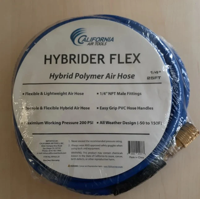California Air Tools Hybrider Flex 1/4in 25 Foot Industrial Air Hose w/fittings 5