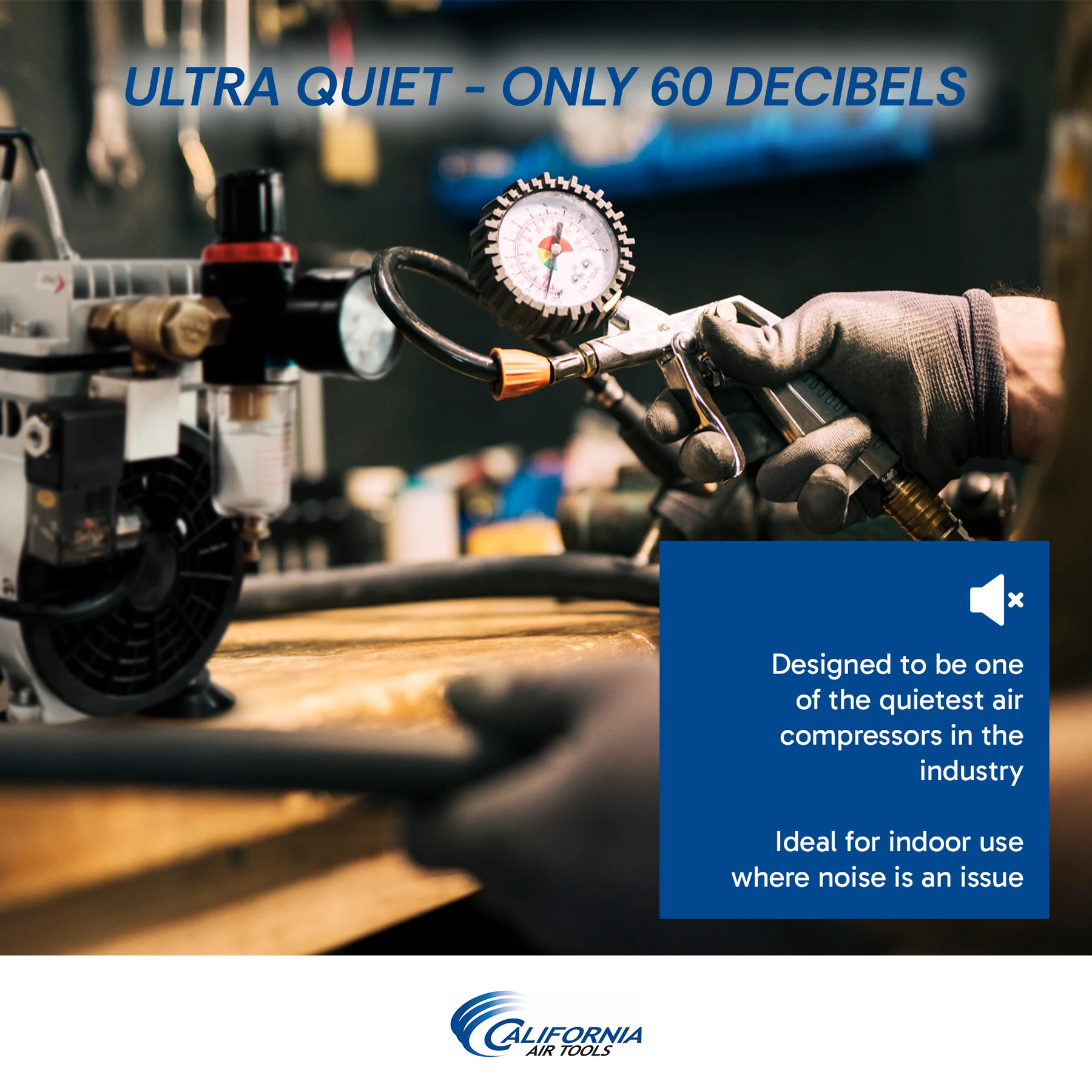 CALIFORNIA AIR TOOLS 10TL Ultra Quiet 1.0 Hp, Oil-Free, Lightweight Tankless Air Compressor 8