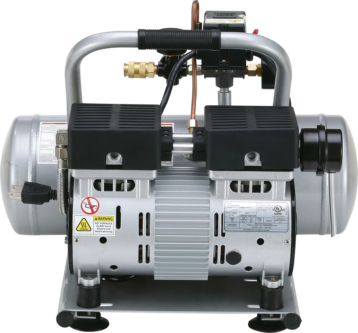 CALIFORNIA AIR TOOLS 2010A 4-PACK Bundle of Ultra Quiet, Oil-Free, 1.0 Hp 2 Gallon Air Compressors 14