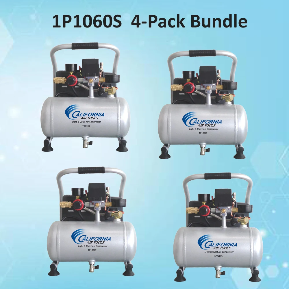 California Air Tools Light & Ultra Quiet 1P1060S Portable Air Compressor- 4-PACK Bundle