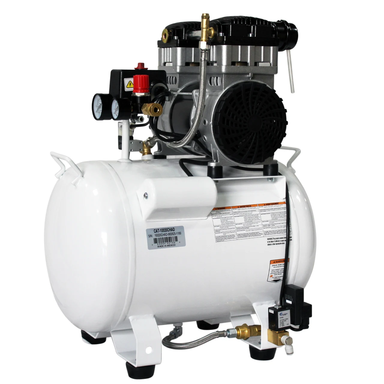 CALIFORNIA AIR TOOLS 10020CHAD Powerful 2.0 Hp Ultra Quiet, Oil-Free 10 Gallon Air Compressor with Automatic Drain Valve 11