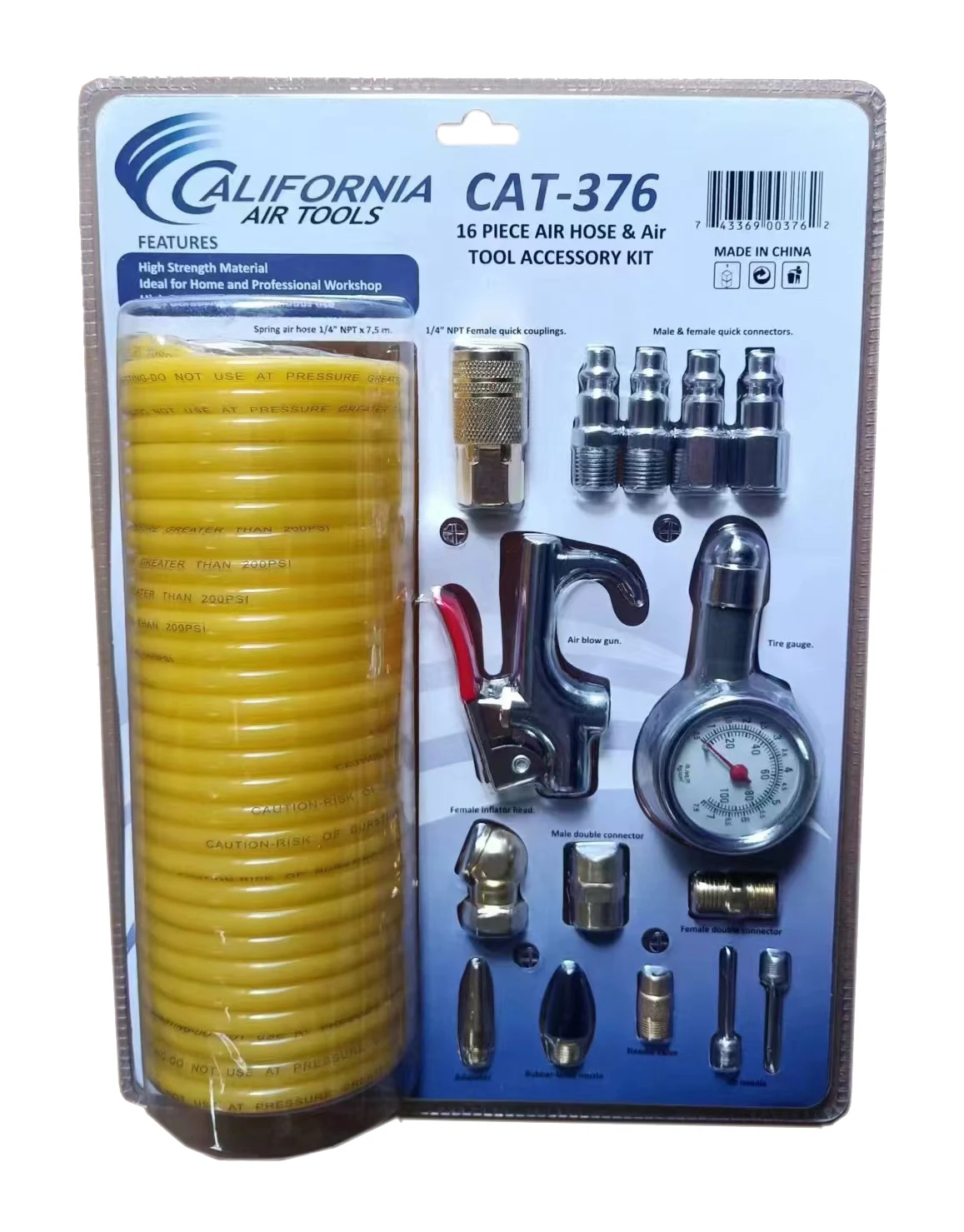 California Air Tools 376 16 PIECE AIR HOSE & AIR TOOL ACCESSORY KIT 1