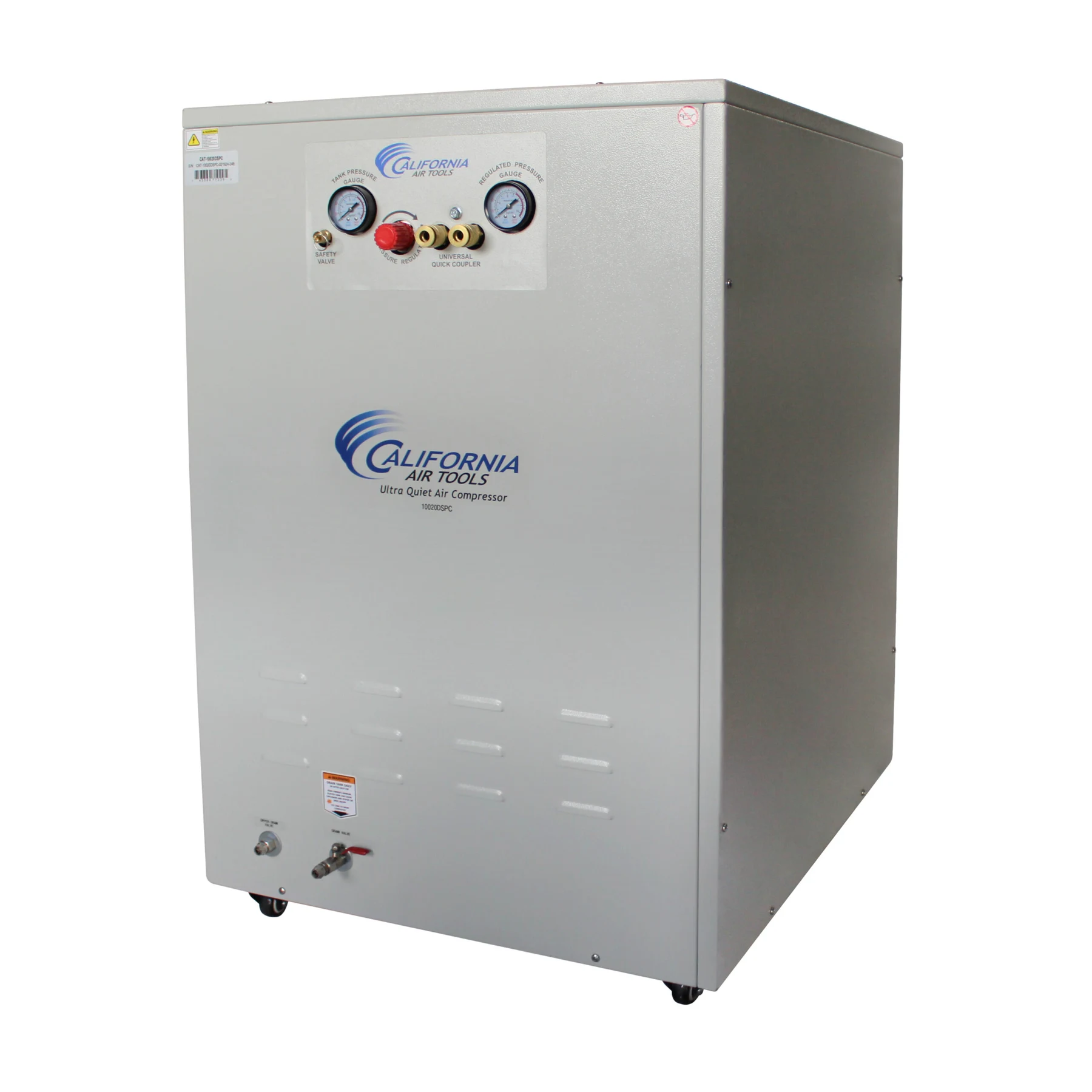 CALIFORNIA AIR TOOLS 10020DSPC Powerful 2.0 Hp Ultra Quiet & Oil-Free 10 Gallon Air Compressor with 80% Air Dryer and Aftercooler in a Sound Proof Cabinet 18