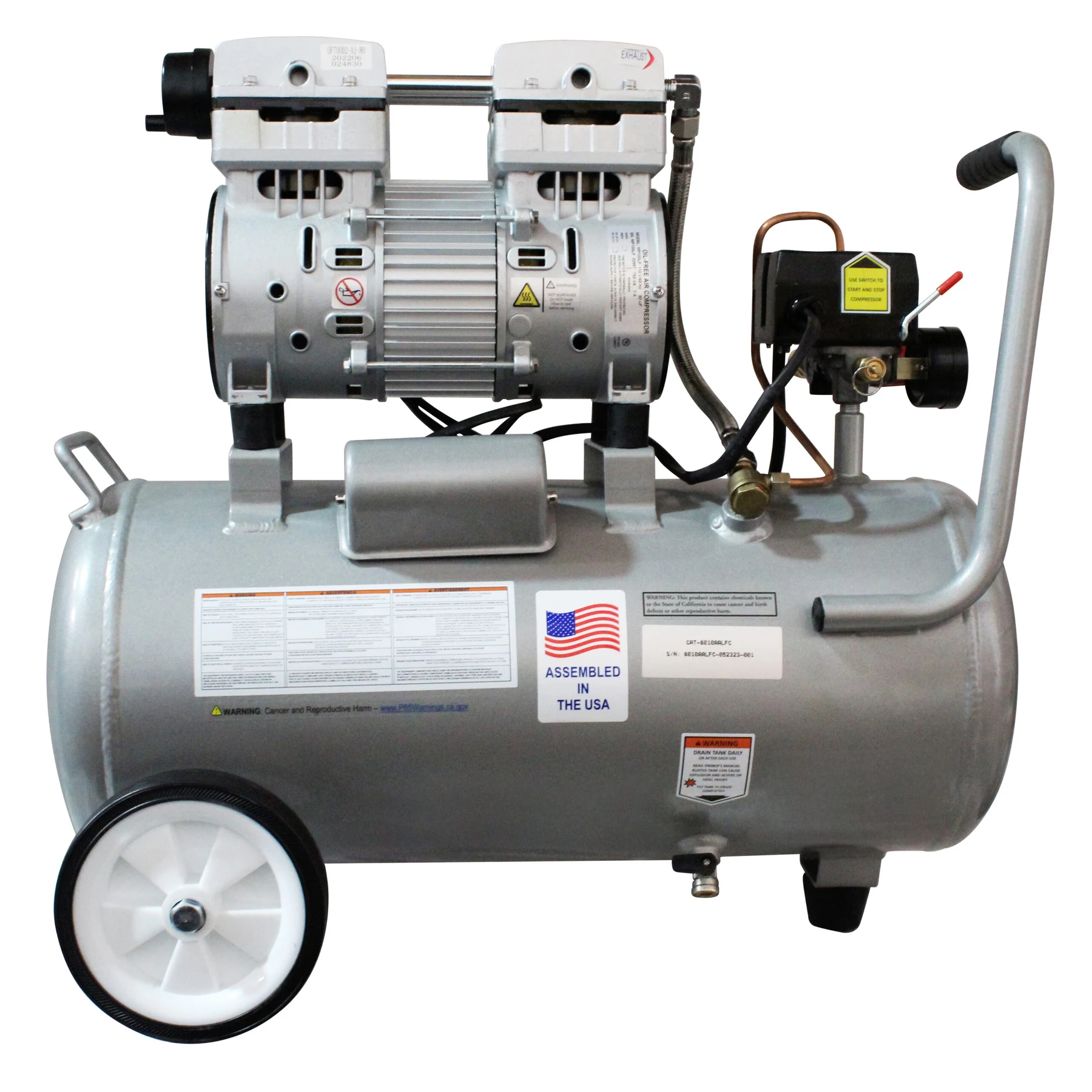 CALIFORNIA AIR TOOLS 8010ALFC Ultra Quiet 1.0 Hp, Oil-Free, Lightweight Aluminum 8-Gallon Air Compressor (Industrial Series) 12