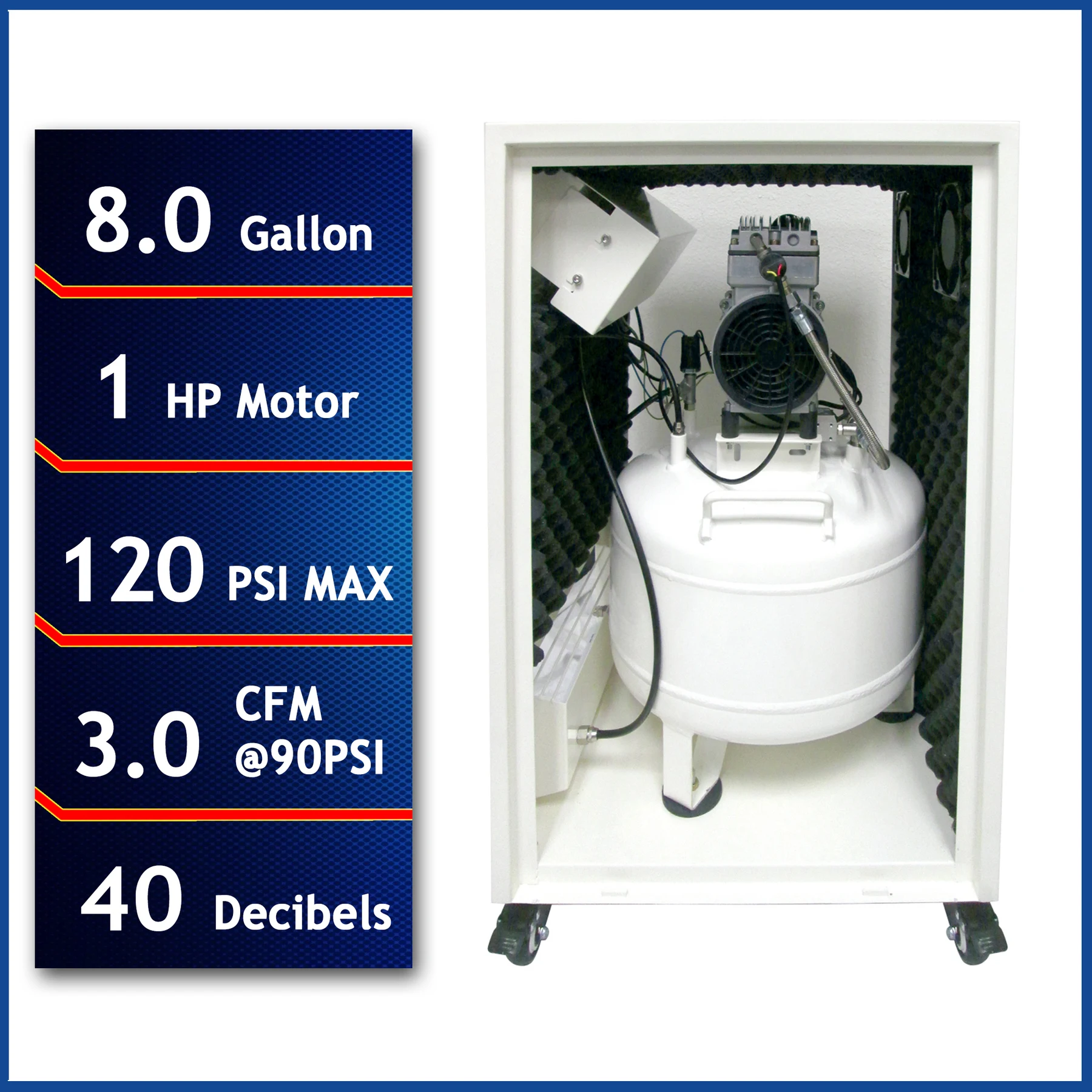 CALIFORNIA AIR TOOLS 8010SPC 1.0 Hp Ultra Quiet & Oil-Free Air Compressor with Sound Proof Cabinet