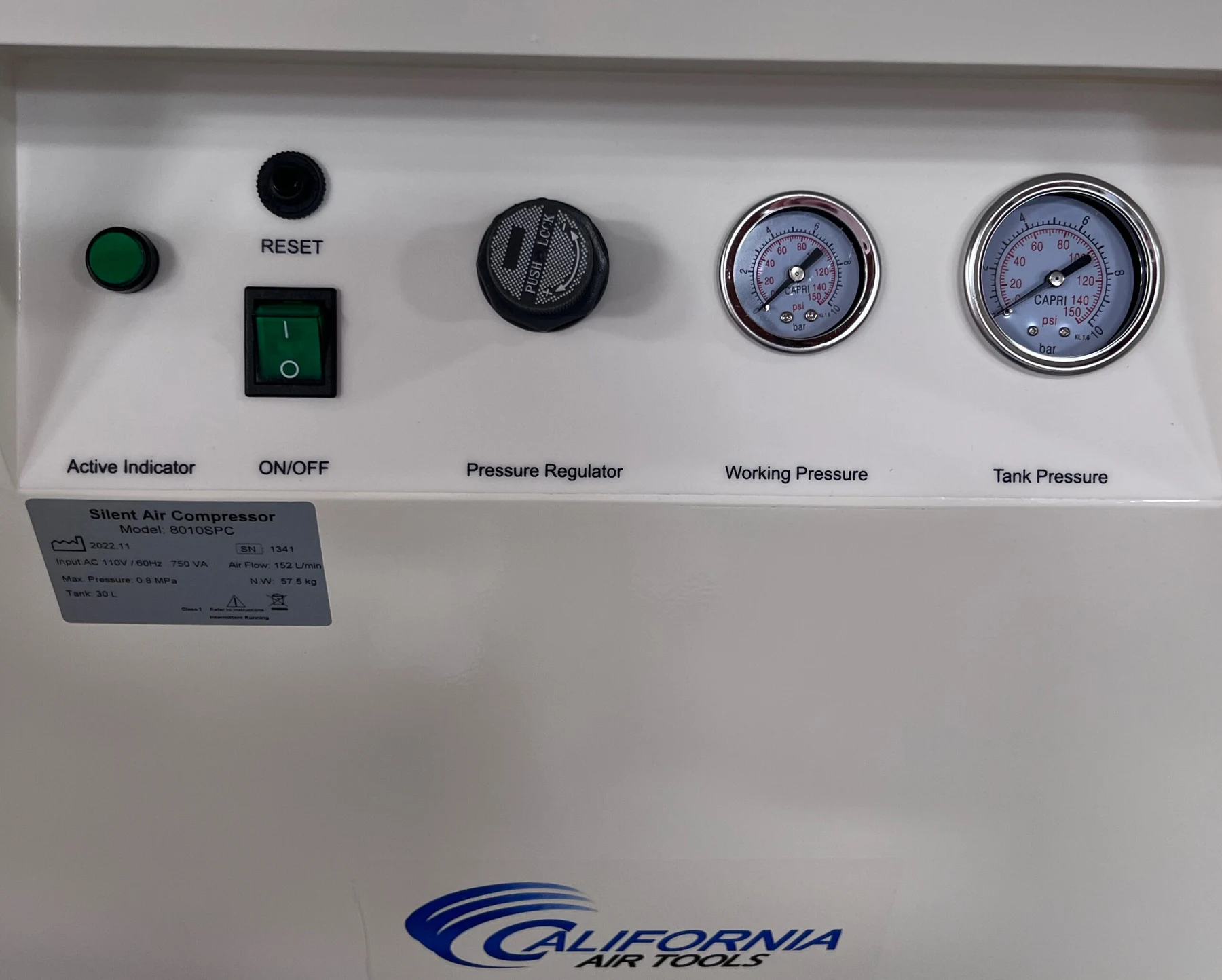 CALIFORNIA AIR TOOLS 8010SPC 1.0 Hp Ultra Quiet & Oil-Free Air Compressor with Sound Proof Cabinet 11